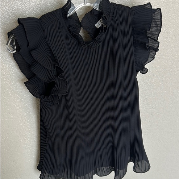 Chiffon Black Ruffle Top - Picture 4 of 4